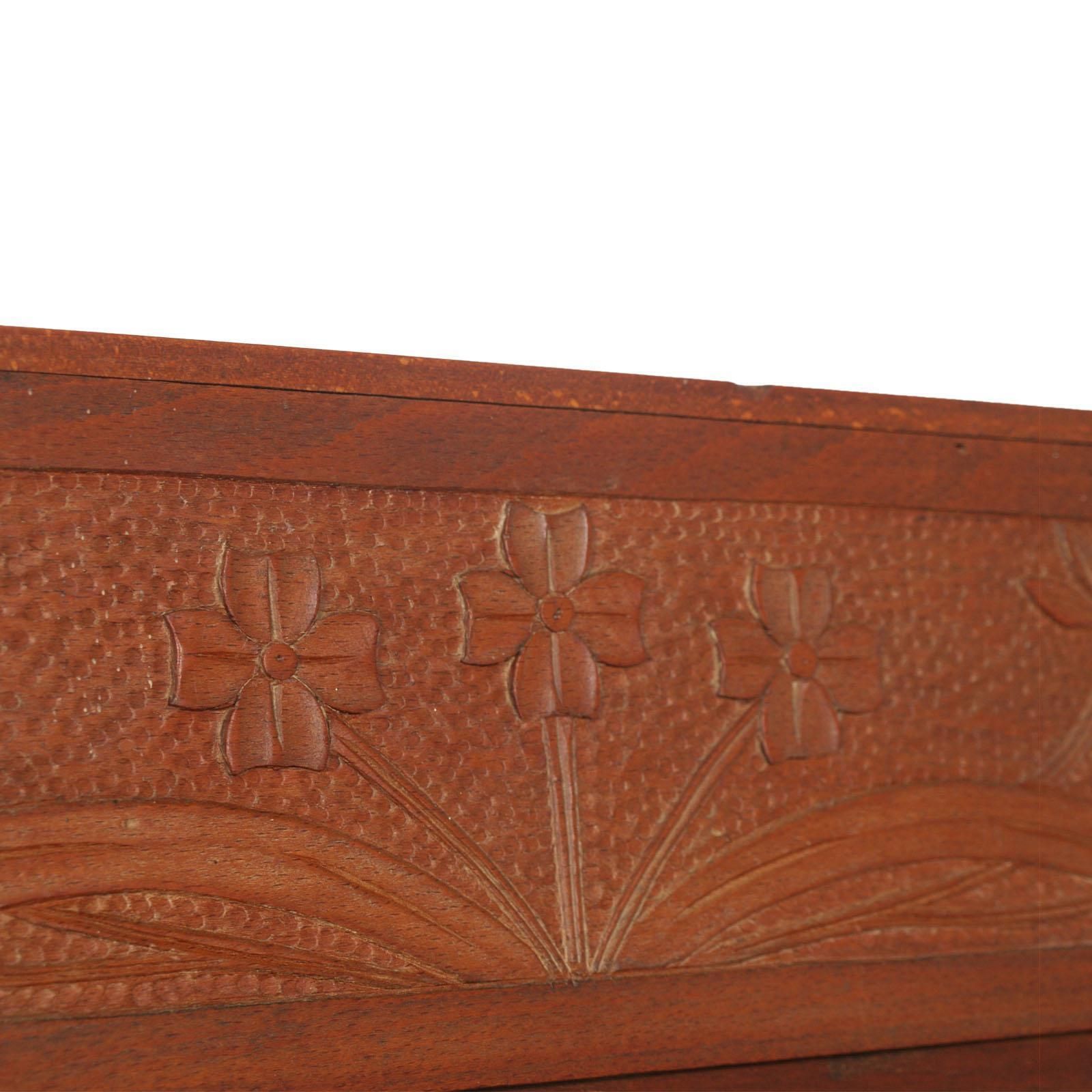 photo for sale Antique Double Twin Bed, Art Nouveau, In Hand Carved Cherry Wood, Wax Polished