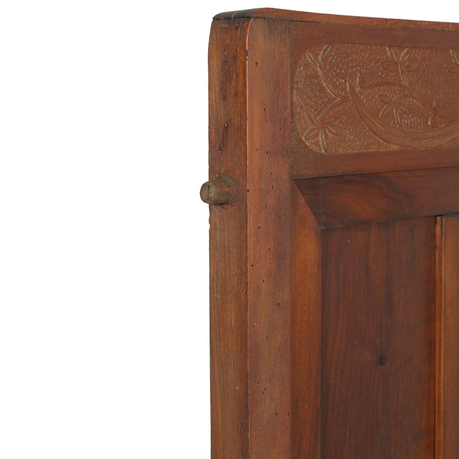 3761.0 Antique Double Twin Bed, Art Nouveau, In Hand Carved Cherry Wood, Wax Polished photo