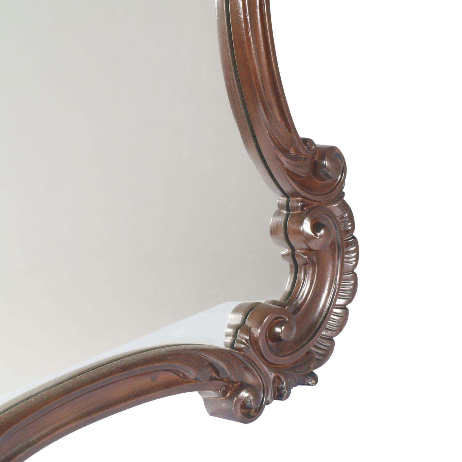 18th Century Baroque Renaissance Hand Carved Wall Mirror, Restored Wax Polished photo 2634.0