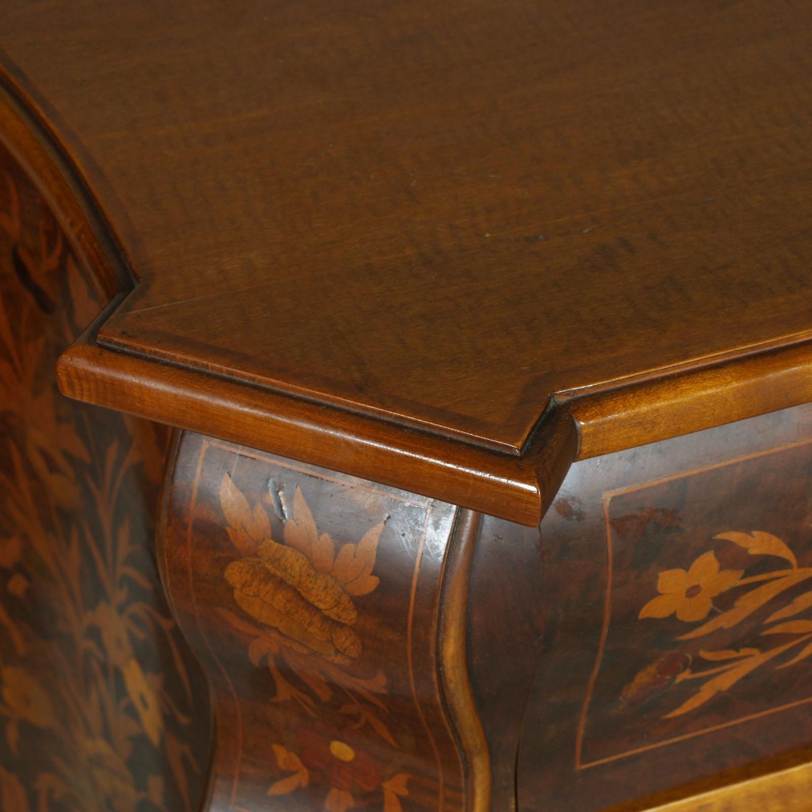1930s Venetian Walnut Baroque Sideboard And Display Cabinet Richly Floral Inlaid photo vintage