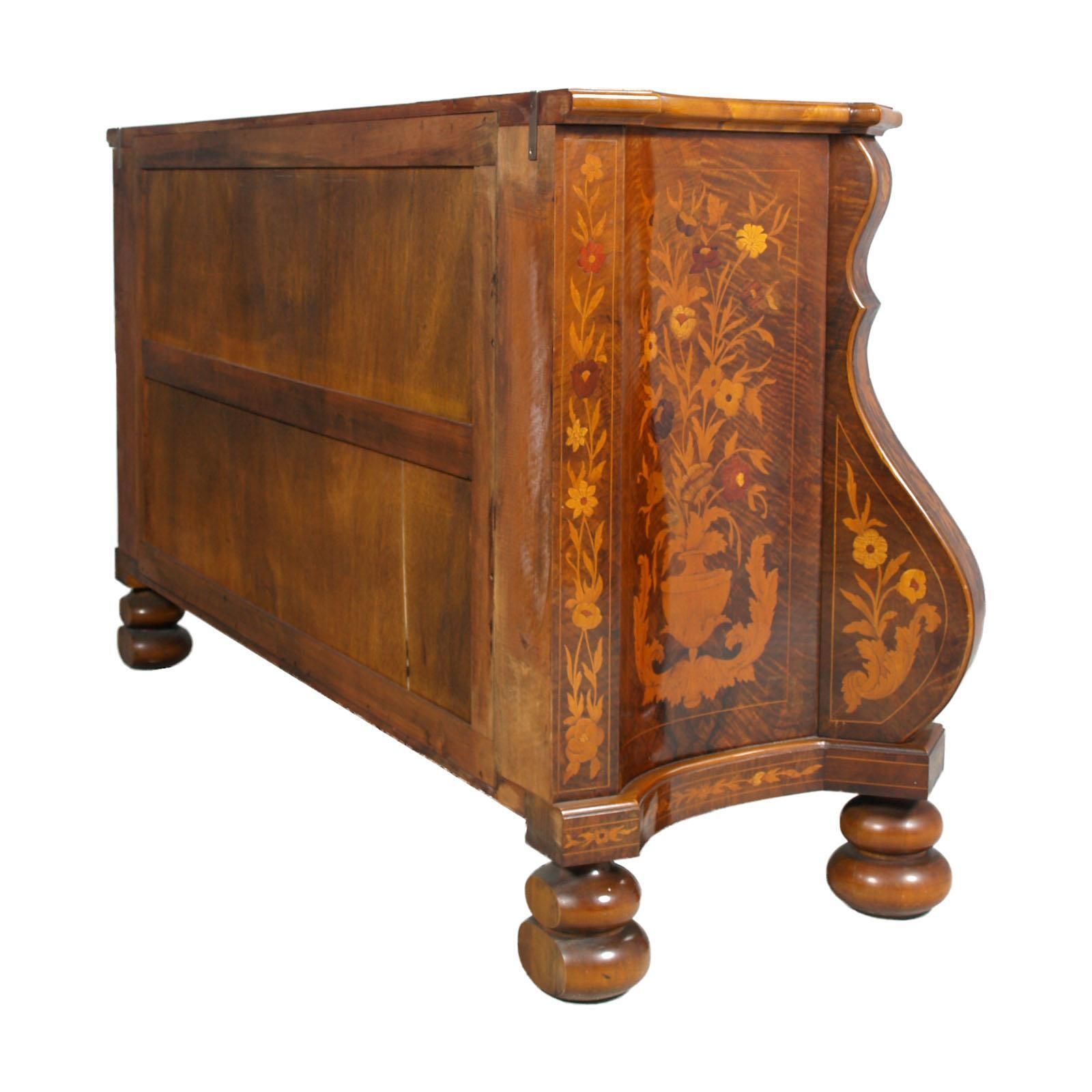 photo vinterior 1930s Venetian Walnut Baroque Sideboard And Display Cabinet Richly Floral Inlaid
