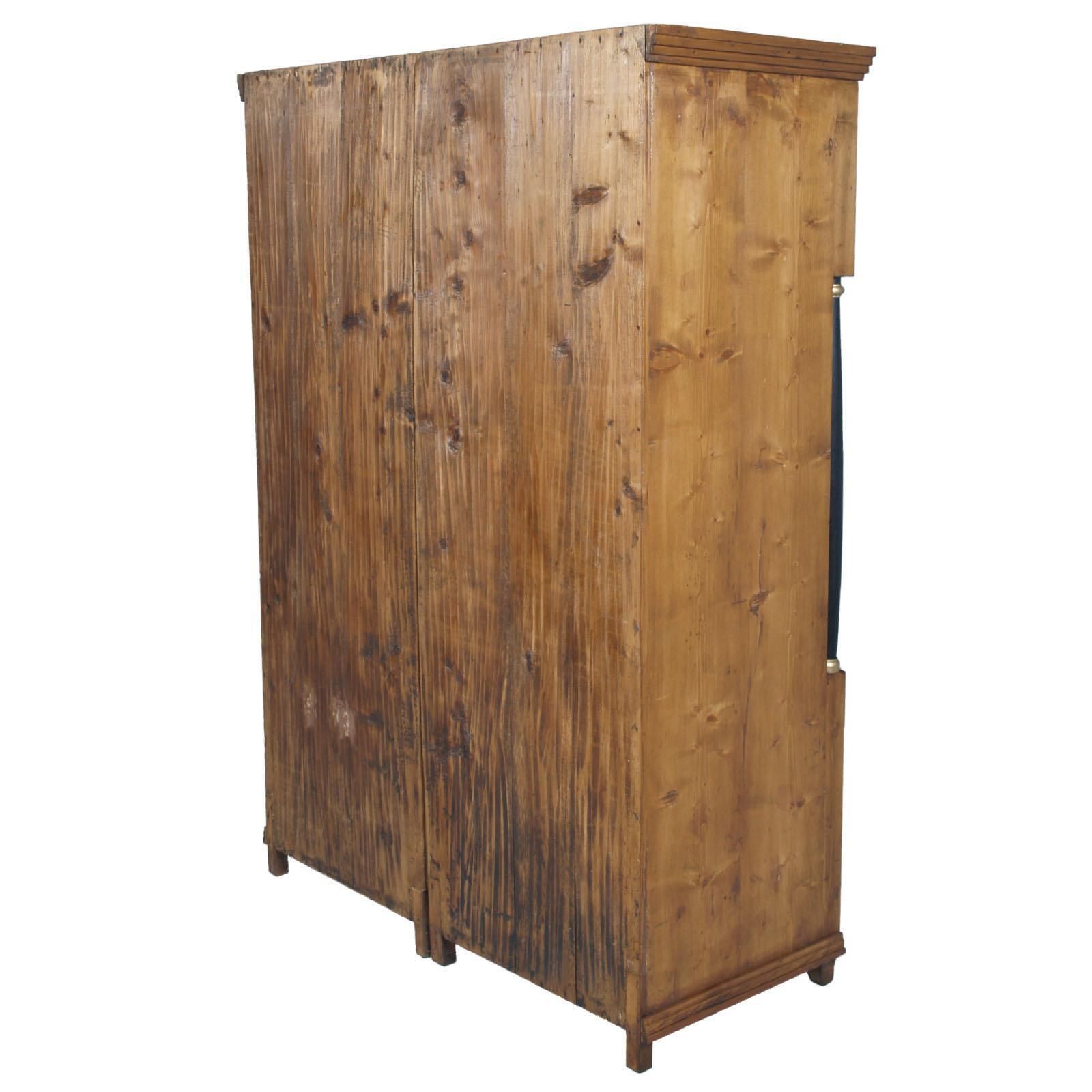 photo vintage Austrian 18th Century Empire Style Two Doors Larch Wood Armoire Wardrobe Cabinet