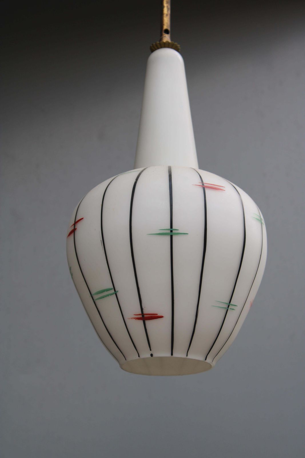 Vistosi 1950s Murano Glass Pendant Chandelier Brass Rod photo 780.0