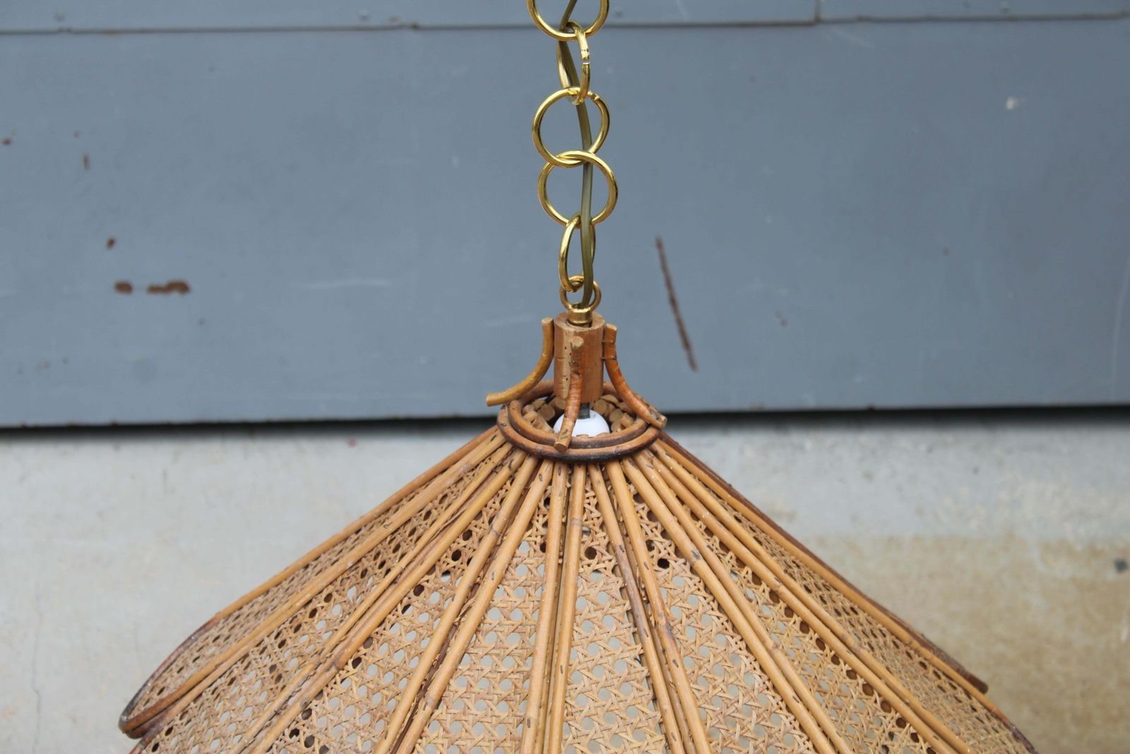 Decorative Pair Of Bamboo And Brass Chandeliers Italian Design 1950s photo Lighting