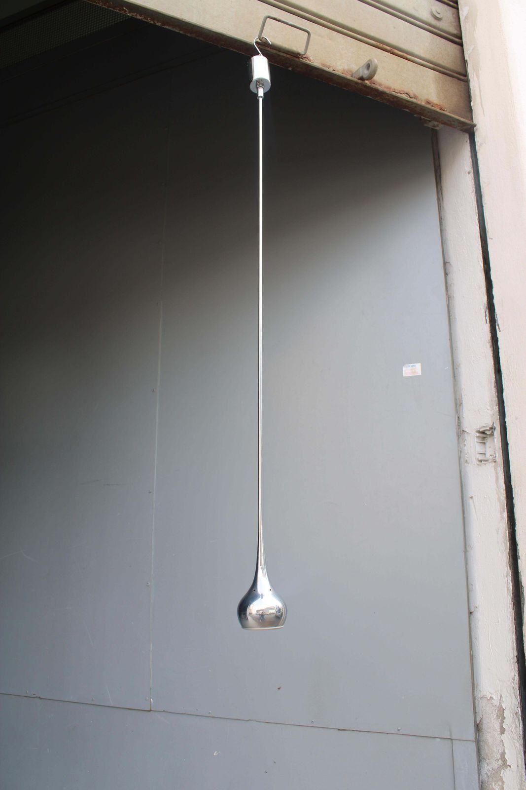 Esperia Italia 1970 Chrome Metal Minimalist Pendant Chandelier photo vinterior