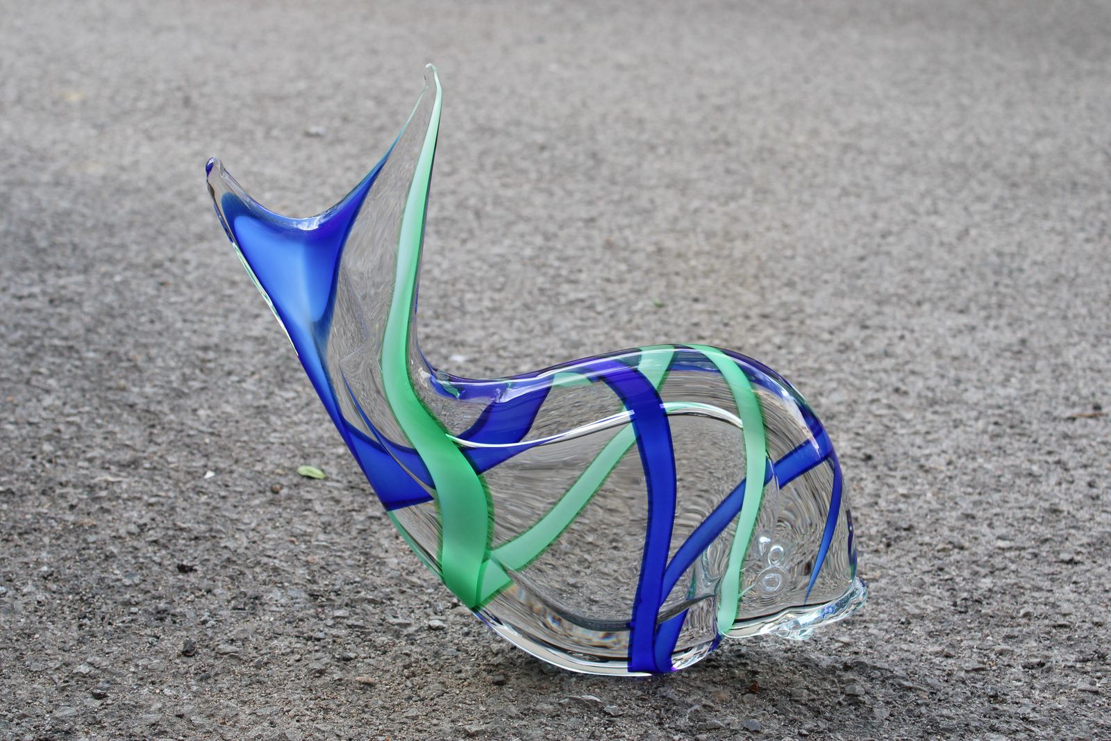 1970 Murano Glass Sculpture In The Shape Of A Fish With Blue And Yellow Colors photo furniture