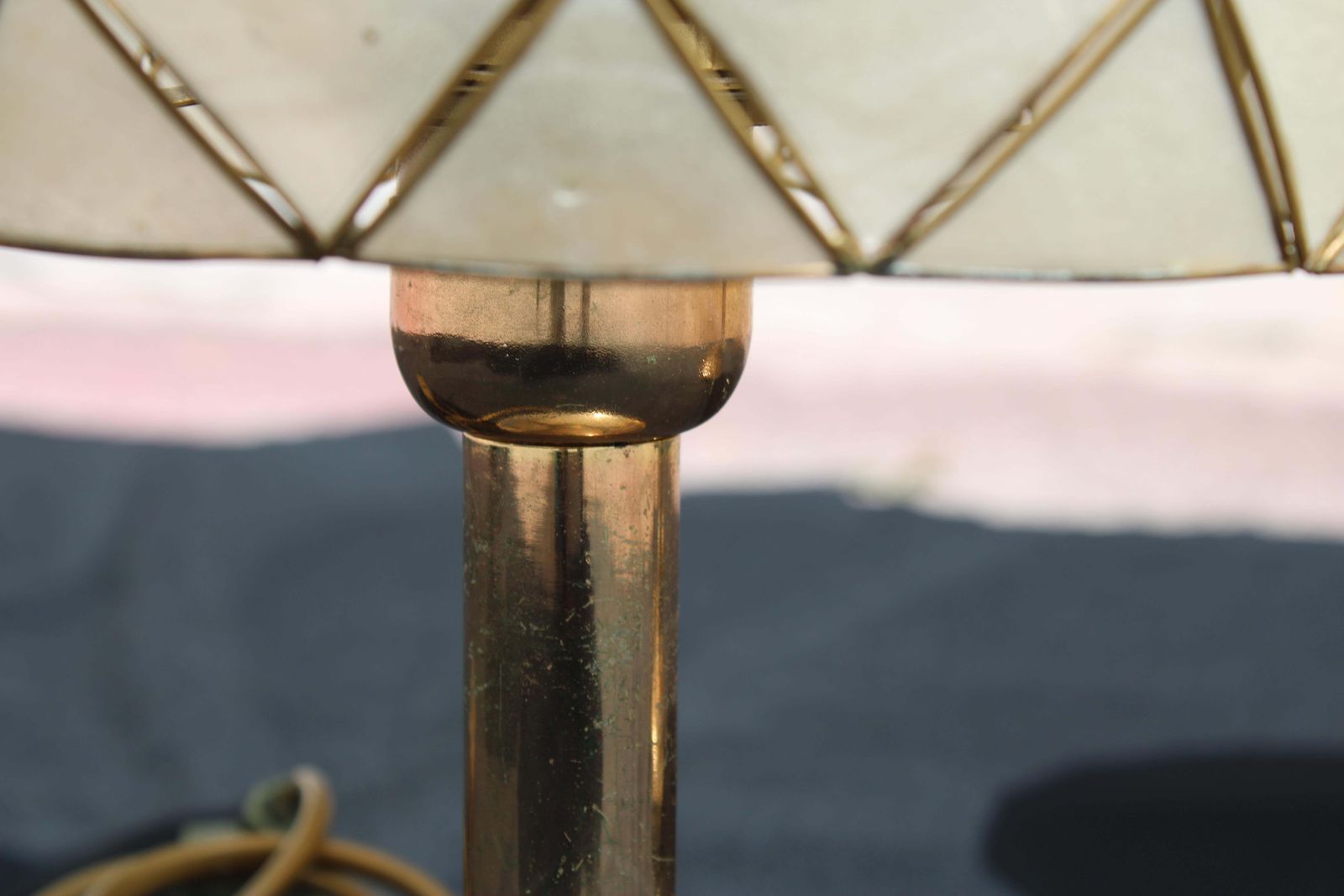 Lighting Pair Of Decorative Brass Table Lamps Italy 1970s photo