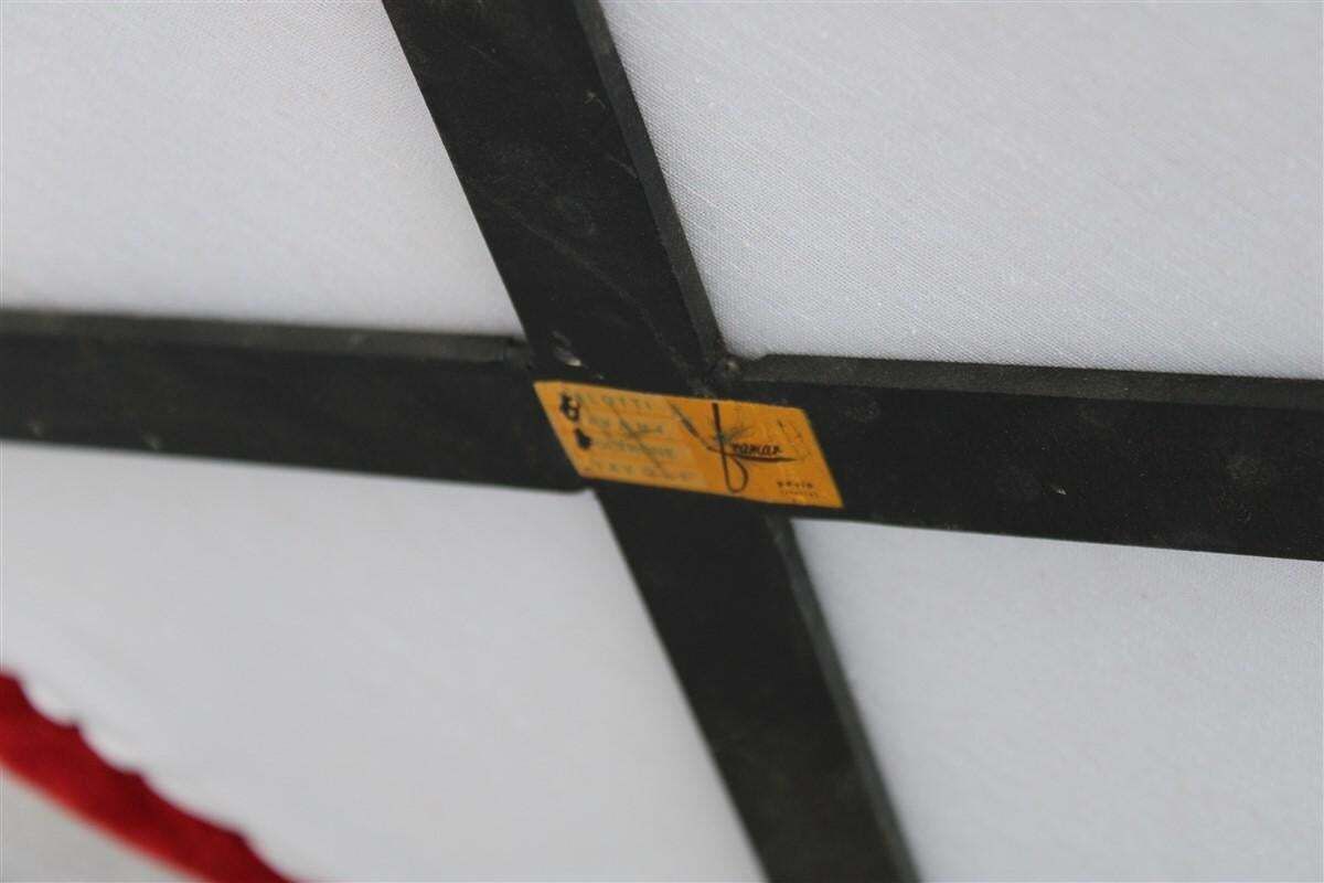 photo buy Pair Of Framar 1950s Italy Armchairs Metal And Brass Feet Red Fabric