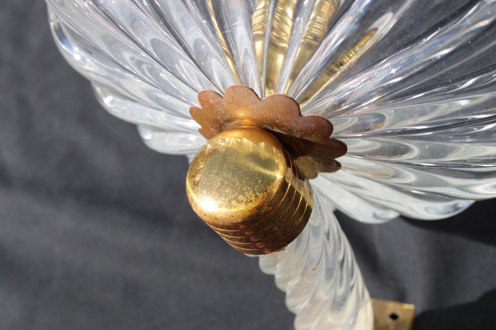 Pair Of Barovier 1940 Murano Wall Lamps Brass Parts photo Lighting
