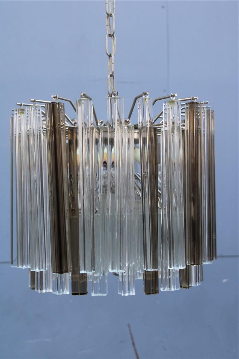 Venini Quadrifogio Italia 1970s Round Chandelier Chromed Metal Structure photo for sale