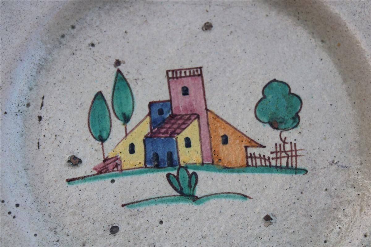 Avallone Round Ceramic Plate Vietri Sul Mare Mid Century With Little Houses photo for sale