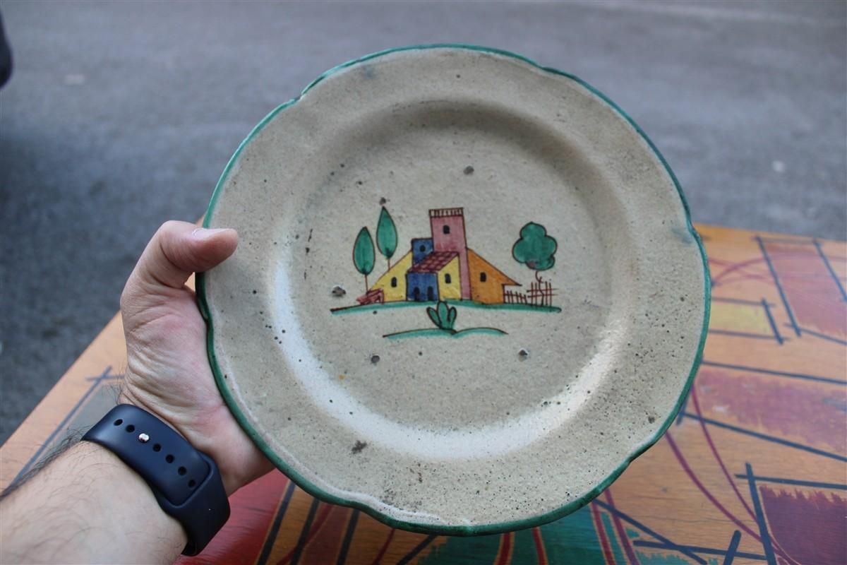 Avallone Round Ceramic Plate Vietri Sul Mare Mid Century With Little Houses photo vinterior