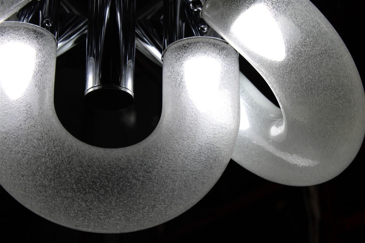 Carlo Nason For Mazzega Chandelier Pop Art Pulegoso 1970 Chromed Metal photo for sale