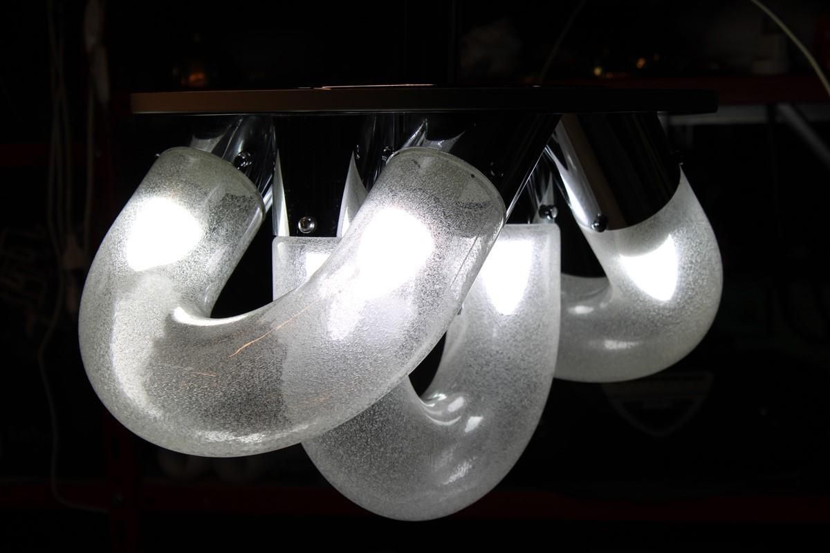 Carlo Nason For Mazzega Chandelier Pop Art Pulegoso 1970 Chromed Metal photo buy