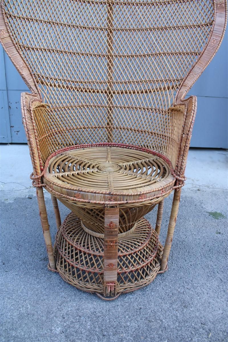 Large Decorative Italian Straw Chair From Around 1950, Franco Albini Style photo buy