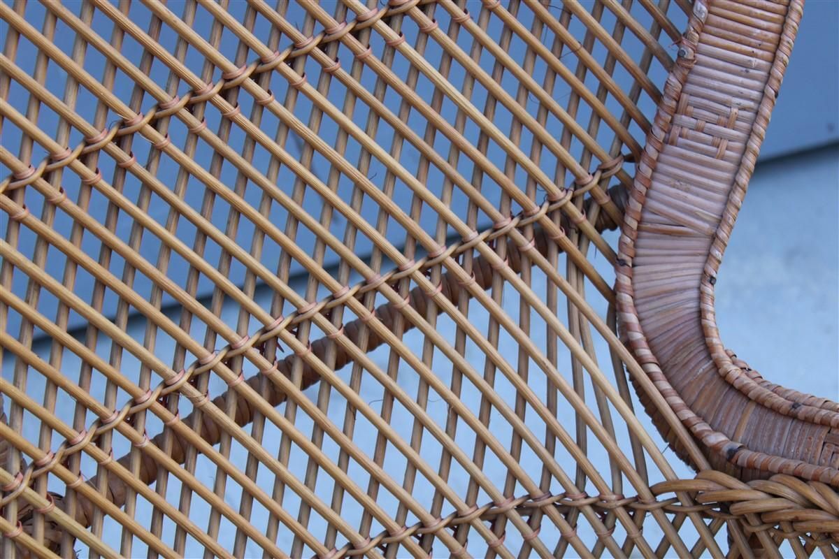 Furniture Large Decorative Italian Straw Chair From Around 1950, Franco Albini Style photo