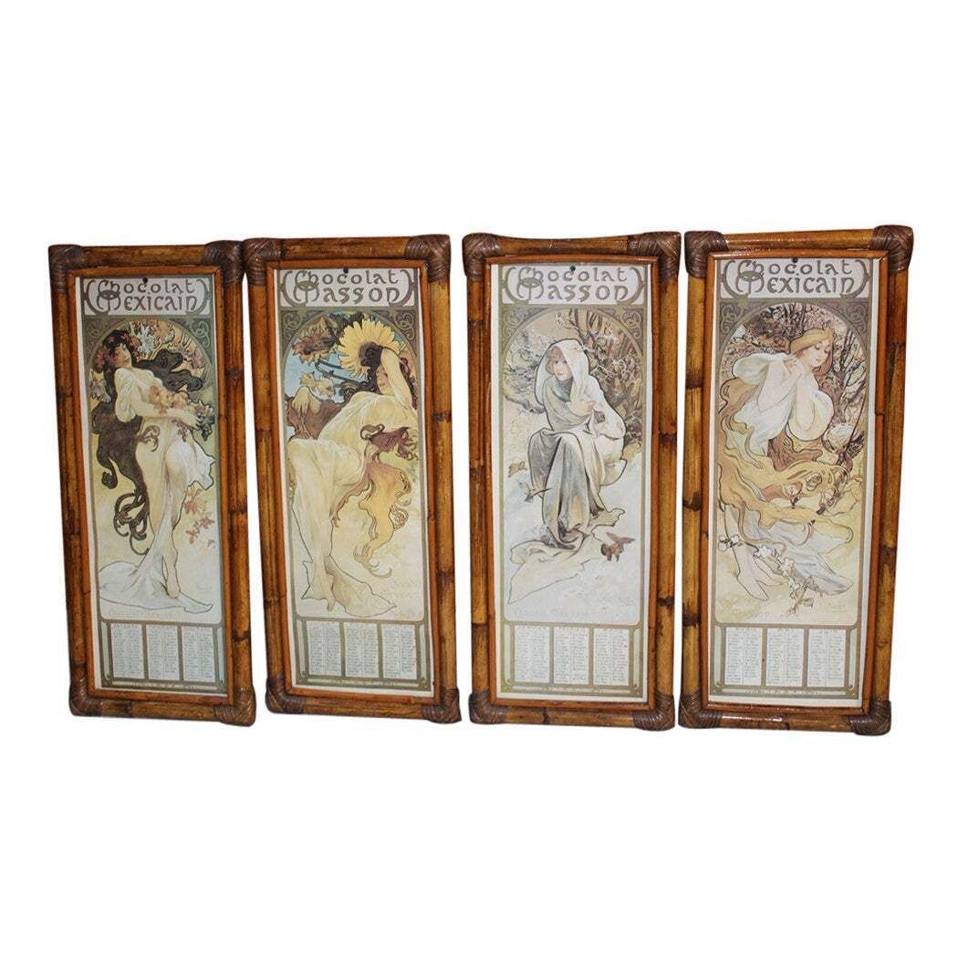 Picture Frames Bamboo Figures Of Women Art Nouveaux Calendar Year 1887