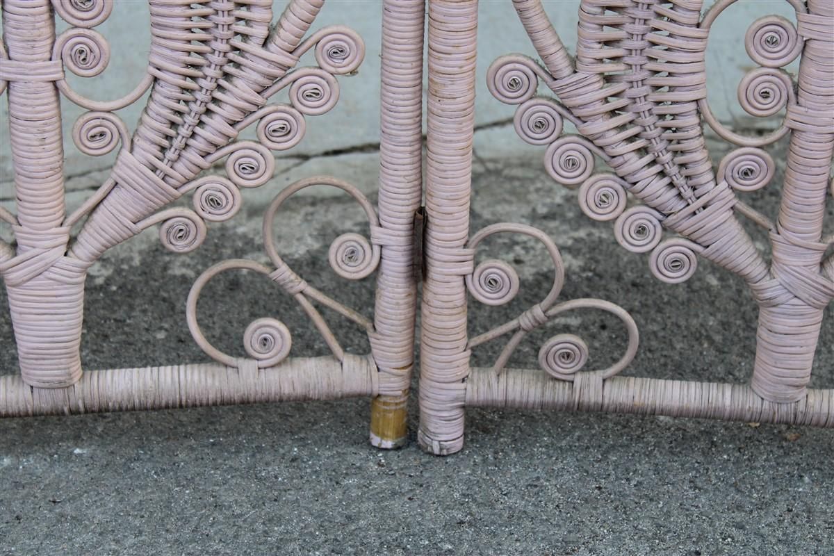 Hand Woven Bamboo Screen Partition Italian 1960s Pink photo vintage