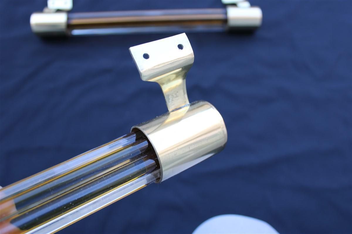 Pair Mid Century Venini Handles Brass Shiny And Murano Glass 1950s Made In Italy photo buy