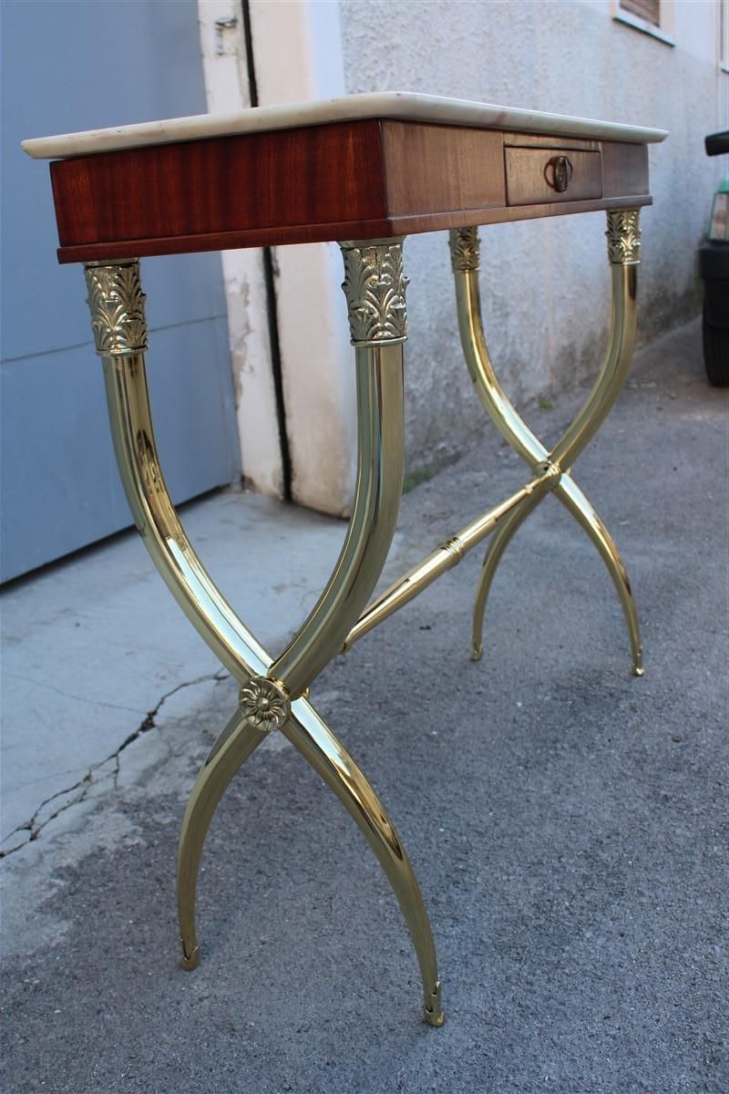 Console Neoclassical Style Paolo Buffa Design 1950 Italy Brass Marble Wood photo 4460.0