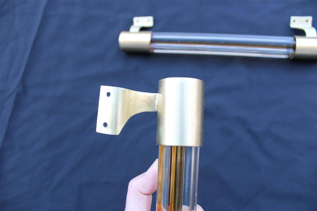 Pair Mid Century Venini Handles Brass Satin And Murano Glass 1950s Made In Italy photo buy