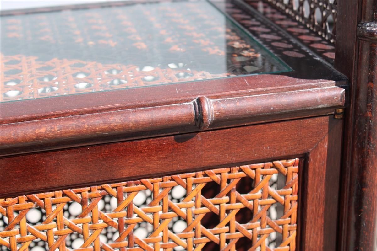 Bookcase Rounded Wall Display Case With Shelf In Carved Bamboo  Straw, 1960 photo buy