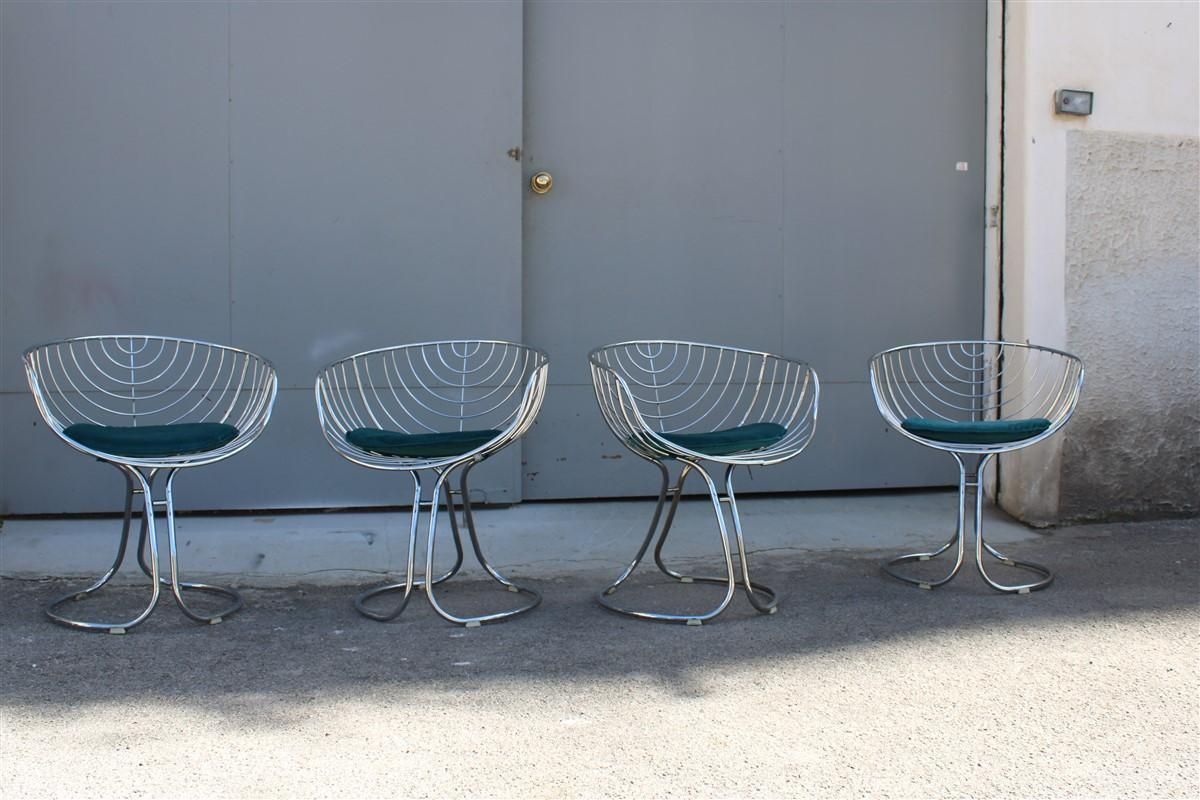 Chairs Model Marika Giorgio Rinaldi For Rima Italian Design 1970 Green Crhome photo furniture