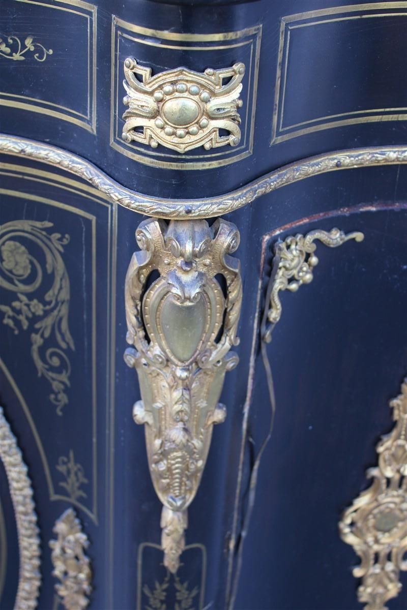 Cabinet Black And Gold Napoleon III 1860 France Marble Top André Charles Boulle photo buy