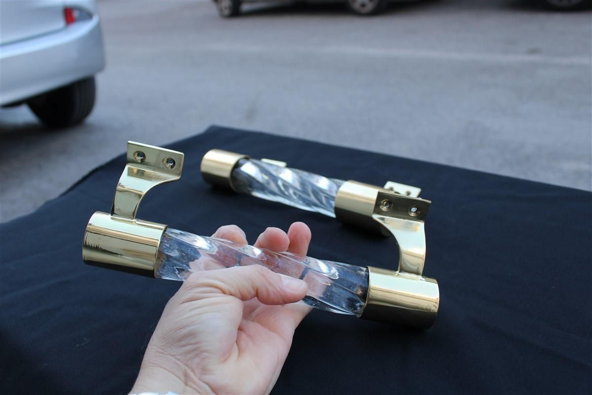 photo for sale Pair Of Venini Handles In Murano Glass Torcello And Brass 1940s Gold