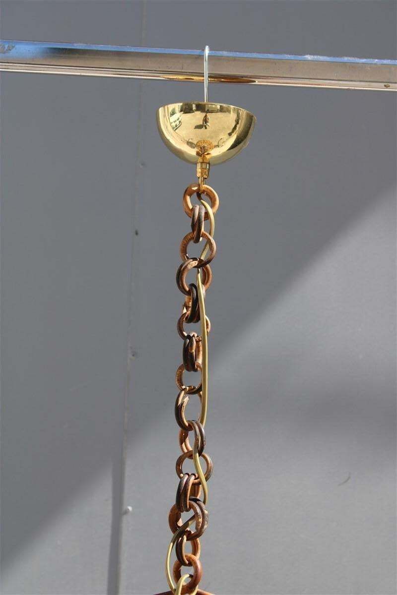 Bamboo And Round Italian Brass Chandelier Mid Century Albini Style 1950 photo 1593.0