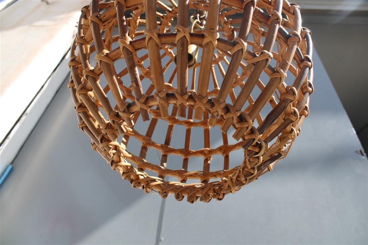 photo furniture Bamboo And Round Italian Brass Chandelier Mid Century Albini Style 1950