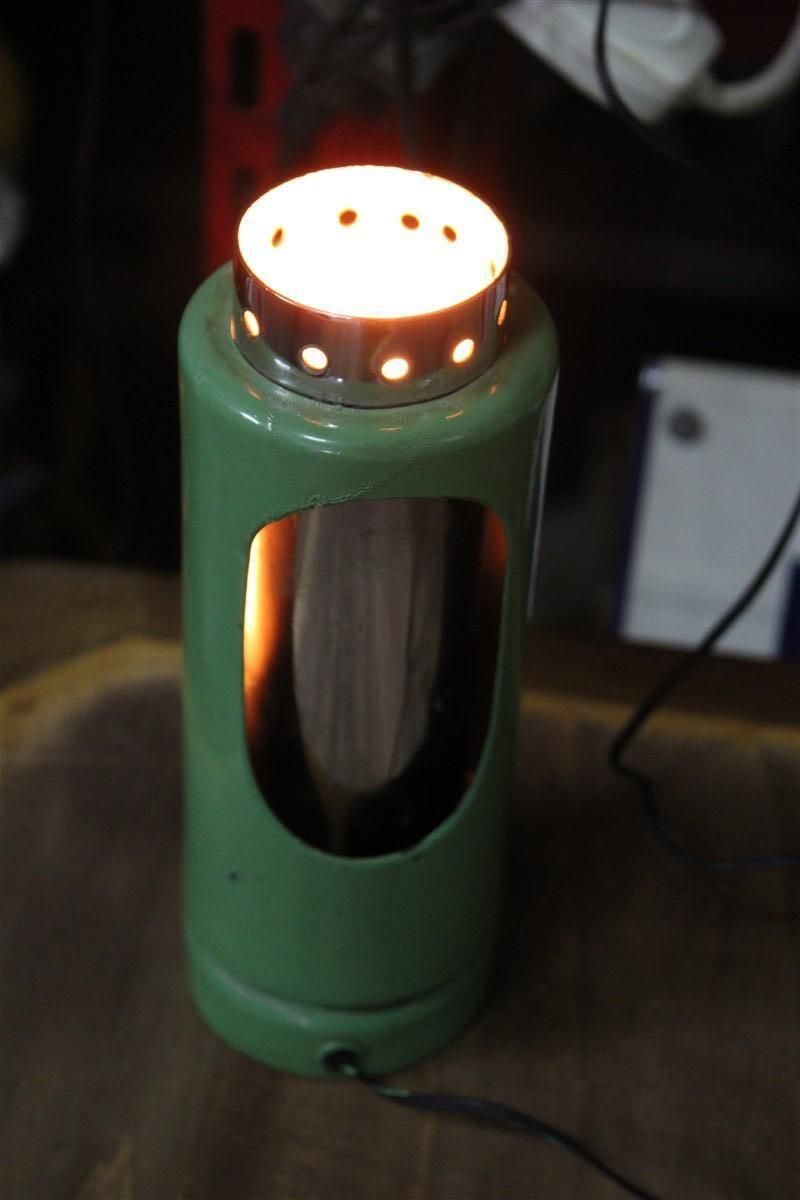 Mid Century Italian Eclisse 1950s Green And Steel Table Lamp photo vinterior