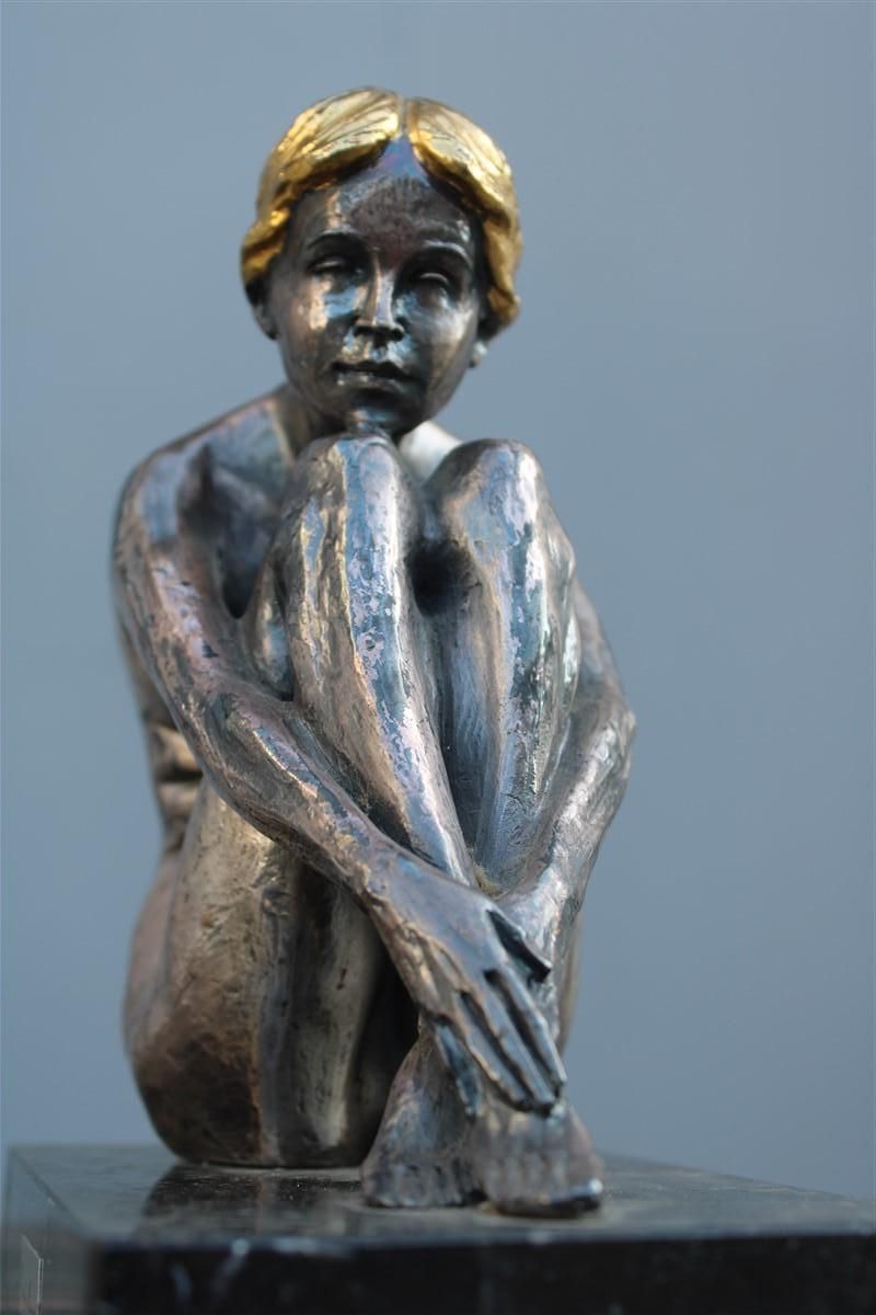 Sculpture Of Womanin Silver Foil And Gold Italy 1970s Guido Mariani photo for sale