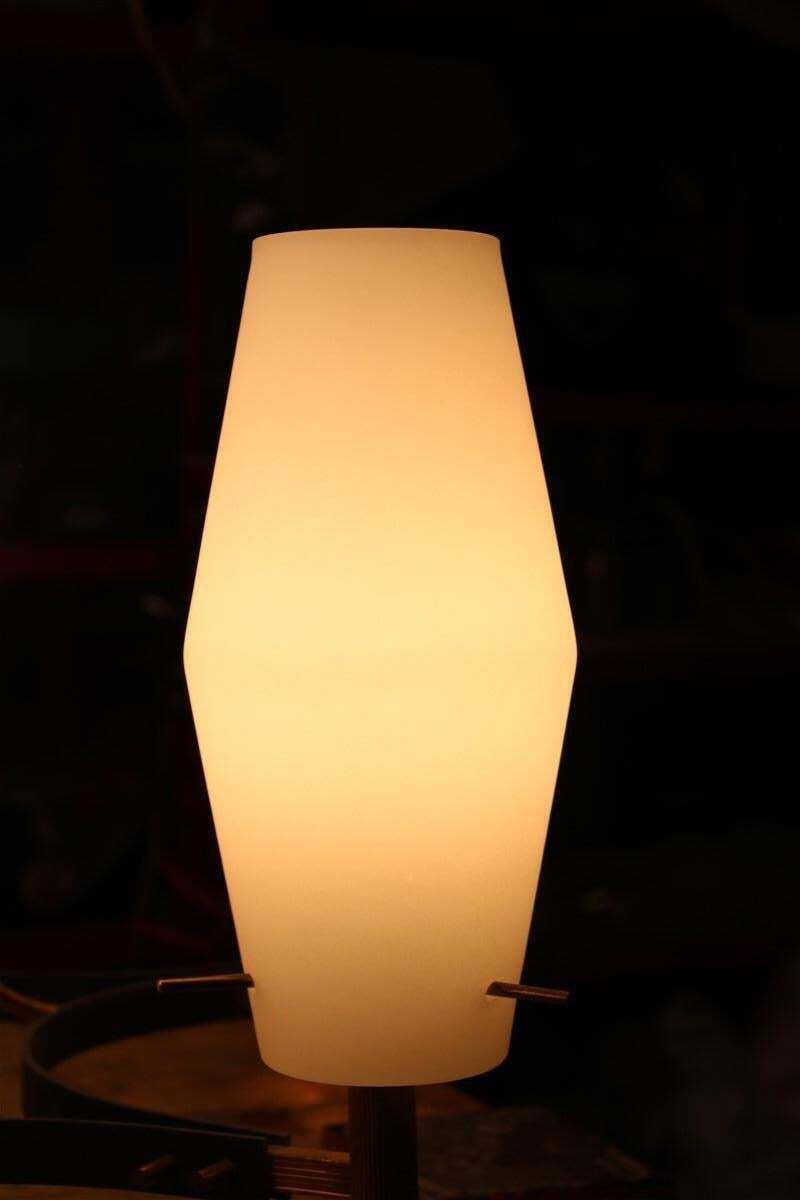 Round Mid Century Italian Stilnovo Style Chandelier Brass Murano Glass 1950 photo vintage