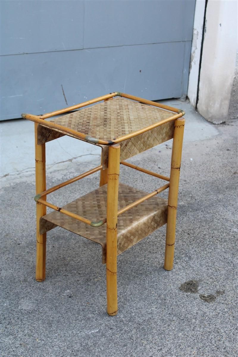 Bar Table In Bamboo And Lucite Italian Design 1970s  Brass photo 1560.0