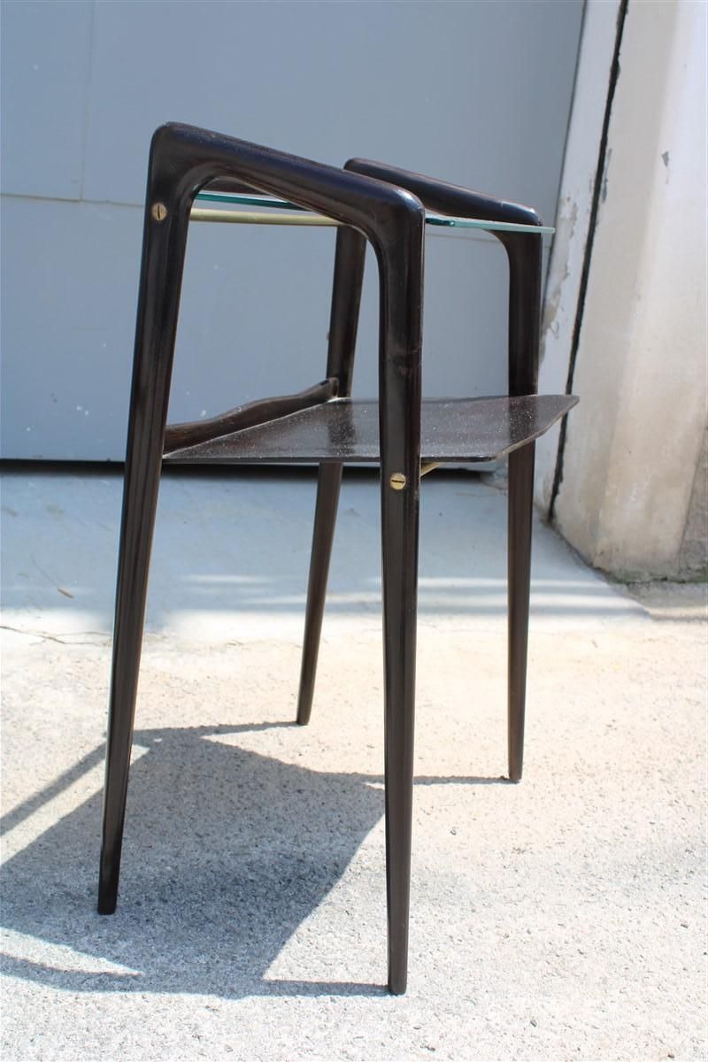 Small Bedside Tables  Shelves Style Ico Parisi For Debaggis 1950s Brass photo for sale