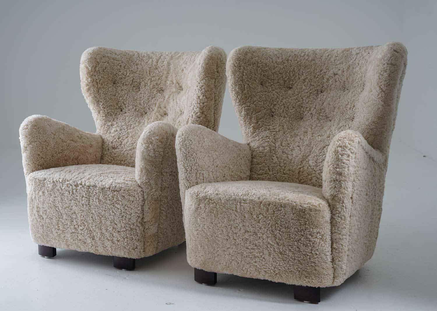 Scandinavian Midcentury Lounge Chairs In Sheepskin photo furniture
