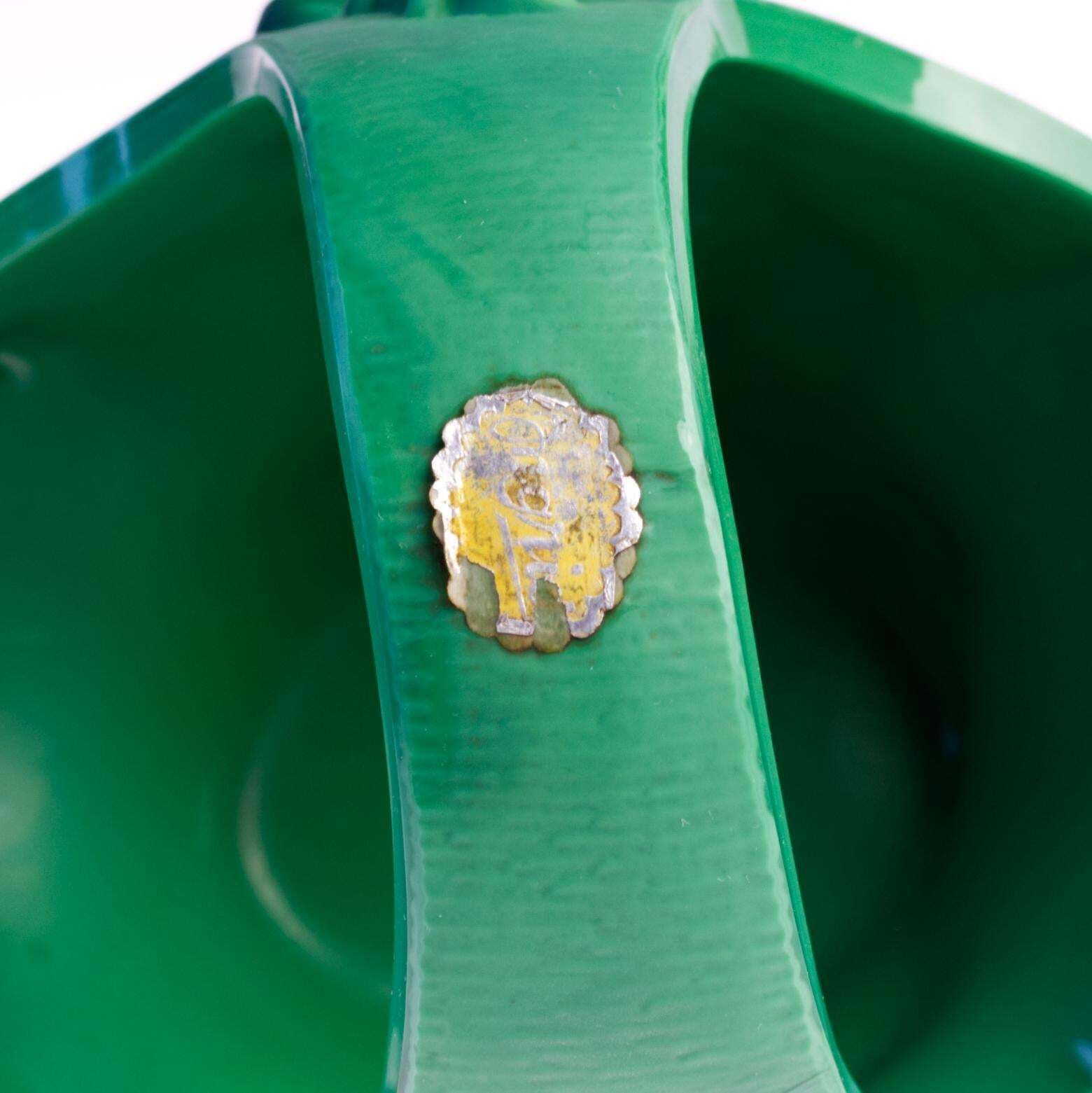 Original Art Deco Schlevogt Ingrid Malachite Green Glass Basket, 1930s photo buy