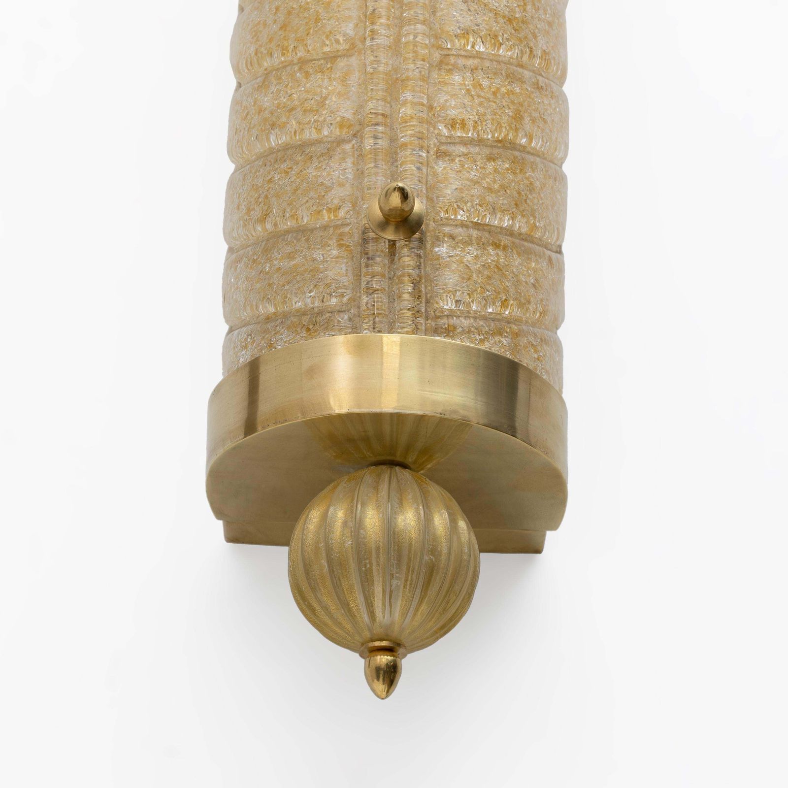 Pair Of Barovier & Toso Art Deco Style Brass And Murano Glass Sconces photo vinterior