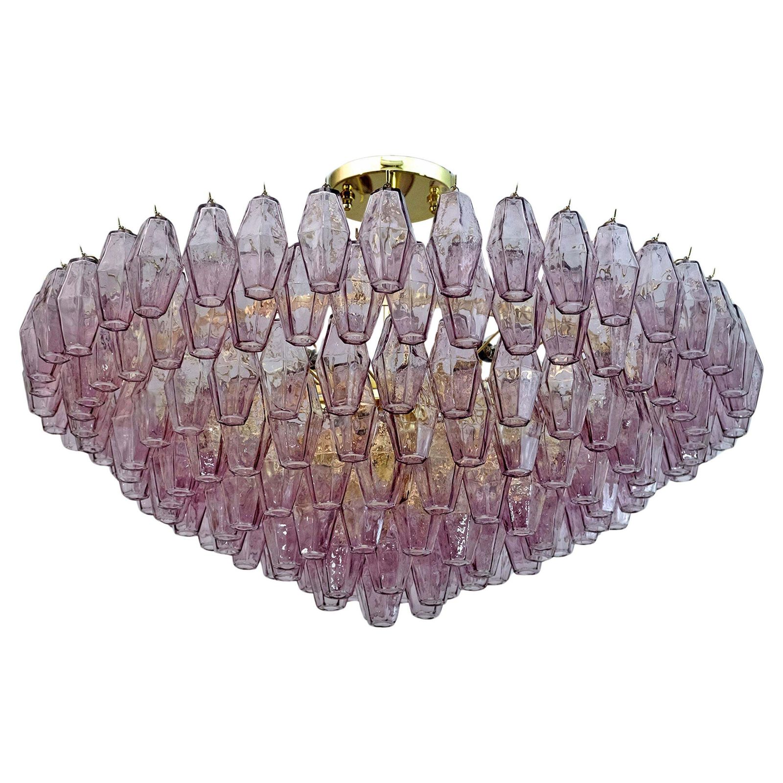 Carlo Scarpa Style Mid Century Modern Murano Glass Poliedri Chandelier By Venini