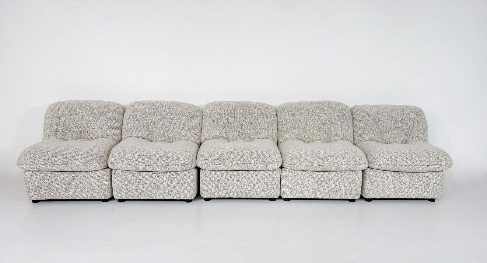 Contemporary Set Of 5 Armchairs, Boucle Fabric, Italy photo for sale