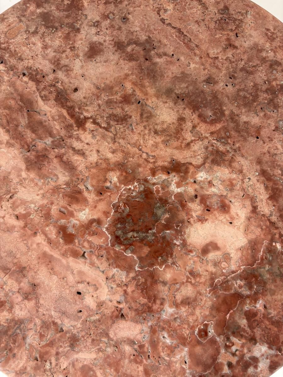 Contemporary Pair Of Pink Travertine Side Tables photo for sale