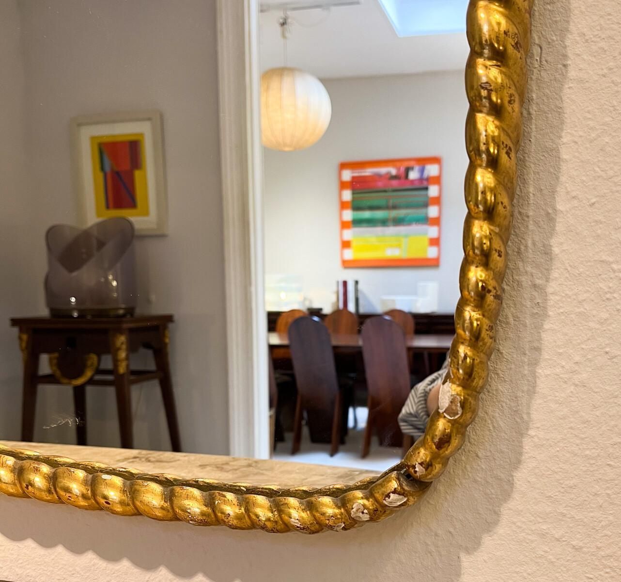 Mid Century Twisted Gilded Wood Mirror Attribued To Osvaldo Borsani, 1950s photo 7646.0