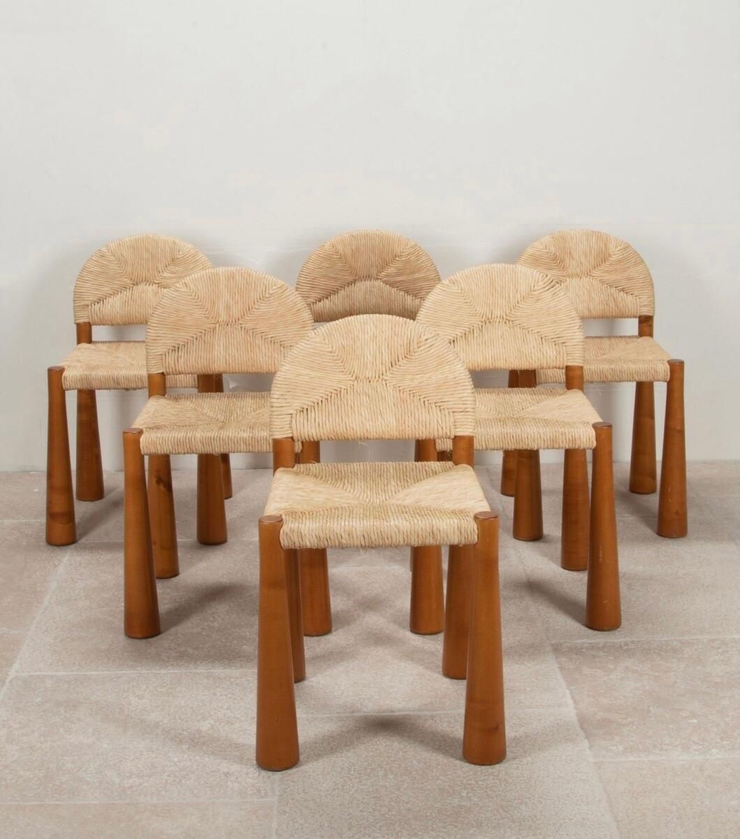 Mid Century Set Of 6 Italian Dining Chairs By Alessandro Becchi, 1970s photo 9711.0