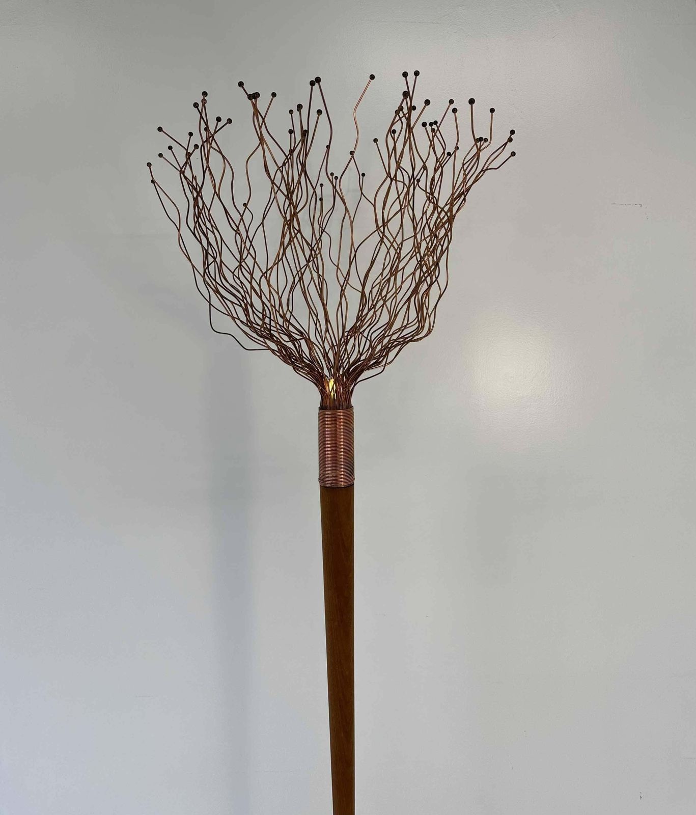 Italian Wood, Copper And Brass Tree Floor Lamp, Paolo Donatello, 1990s photo Lighting
