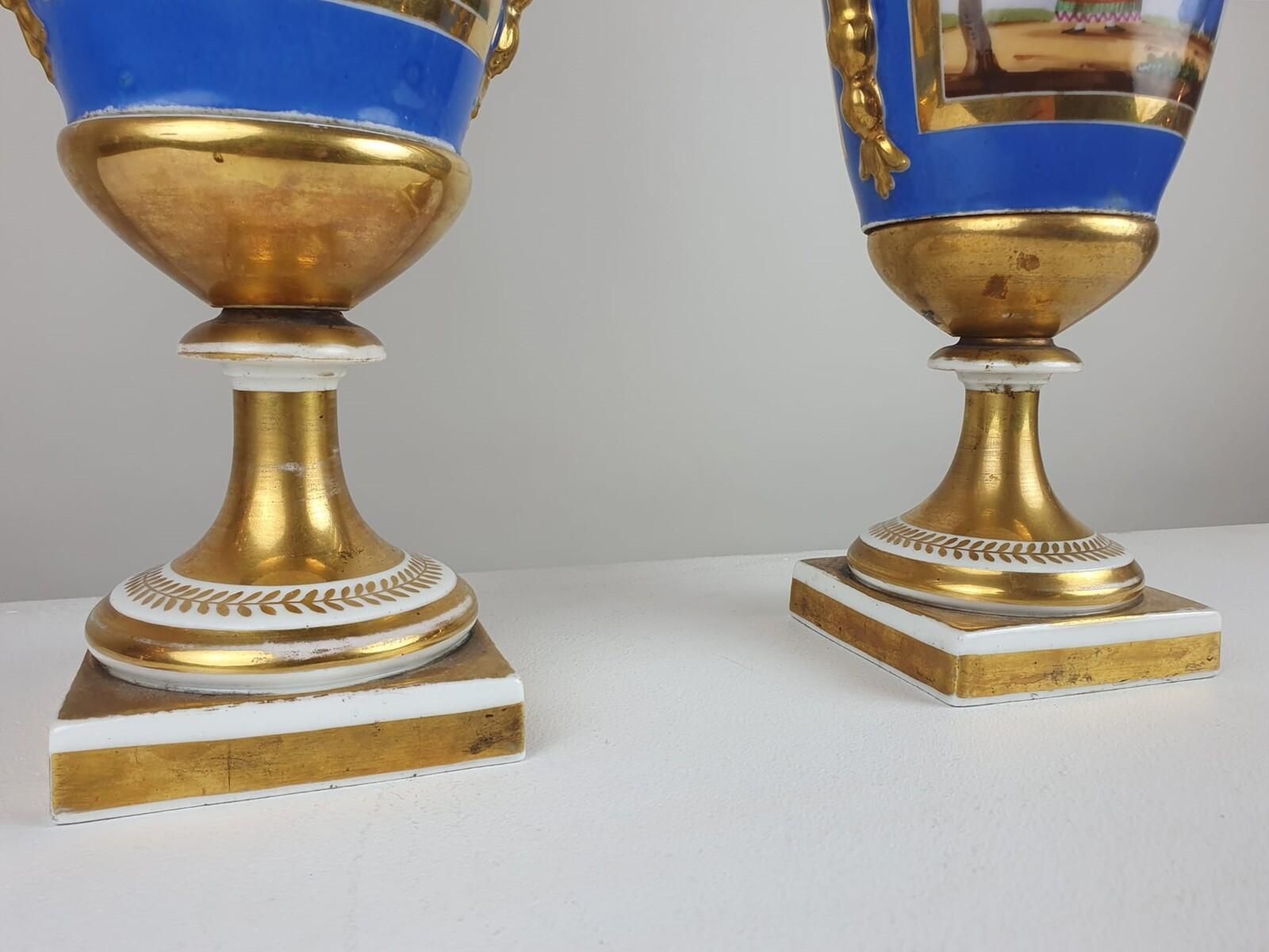 Pair Of Empire Vases In Polychrome Porcelain photo vinterior