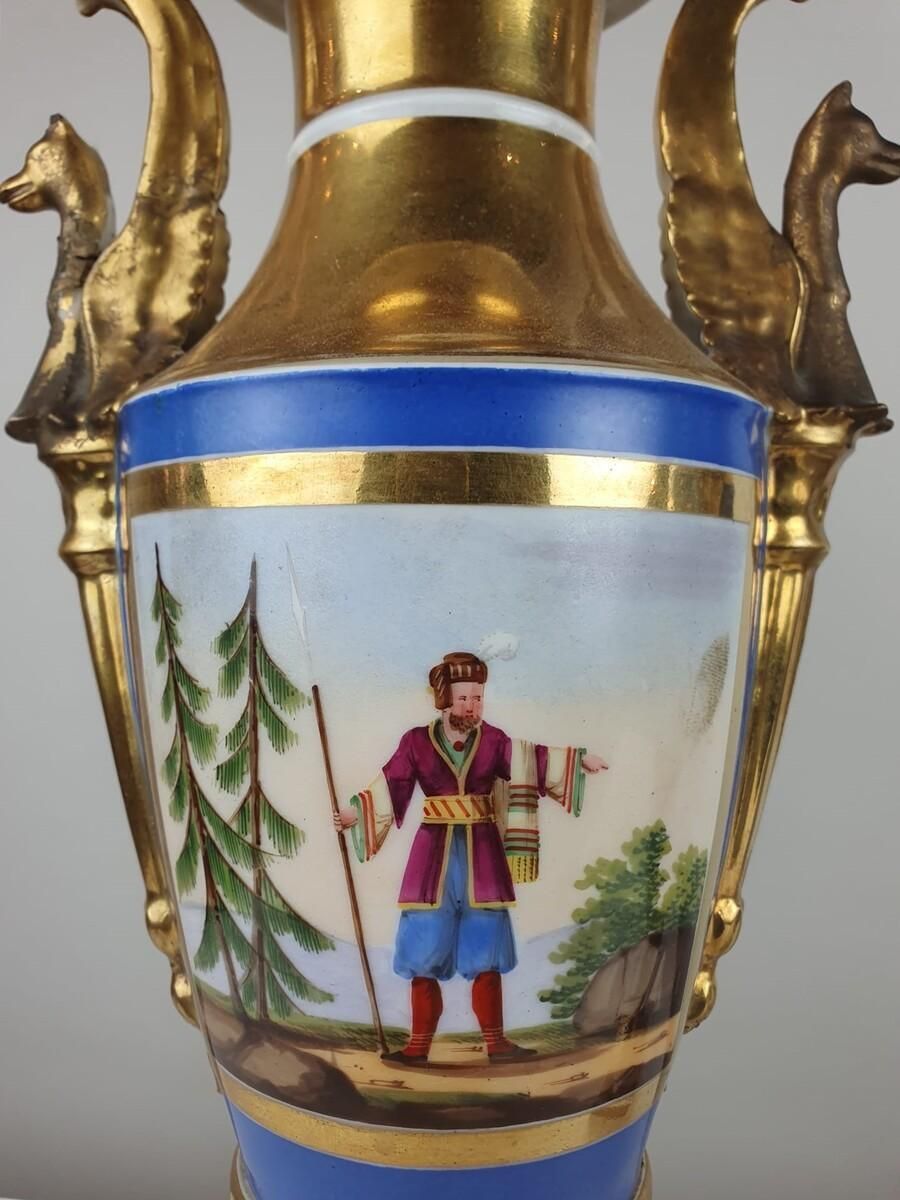photo for sale Pair Of Empire Vases In Polychrome Porcelain