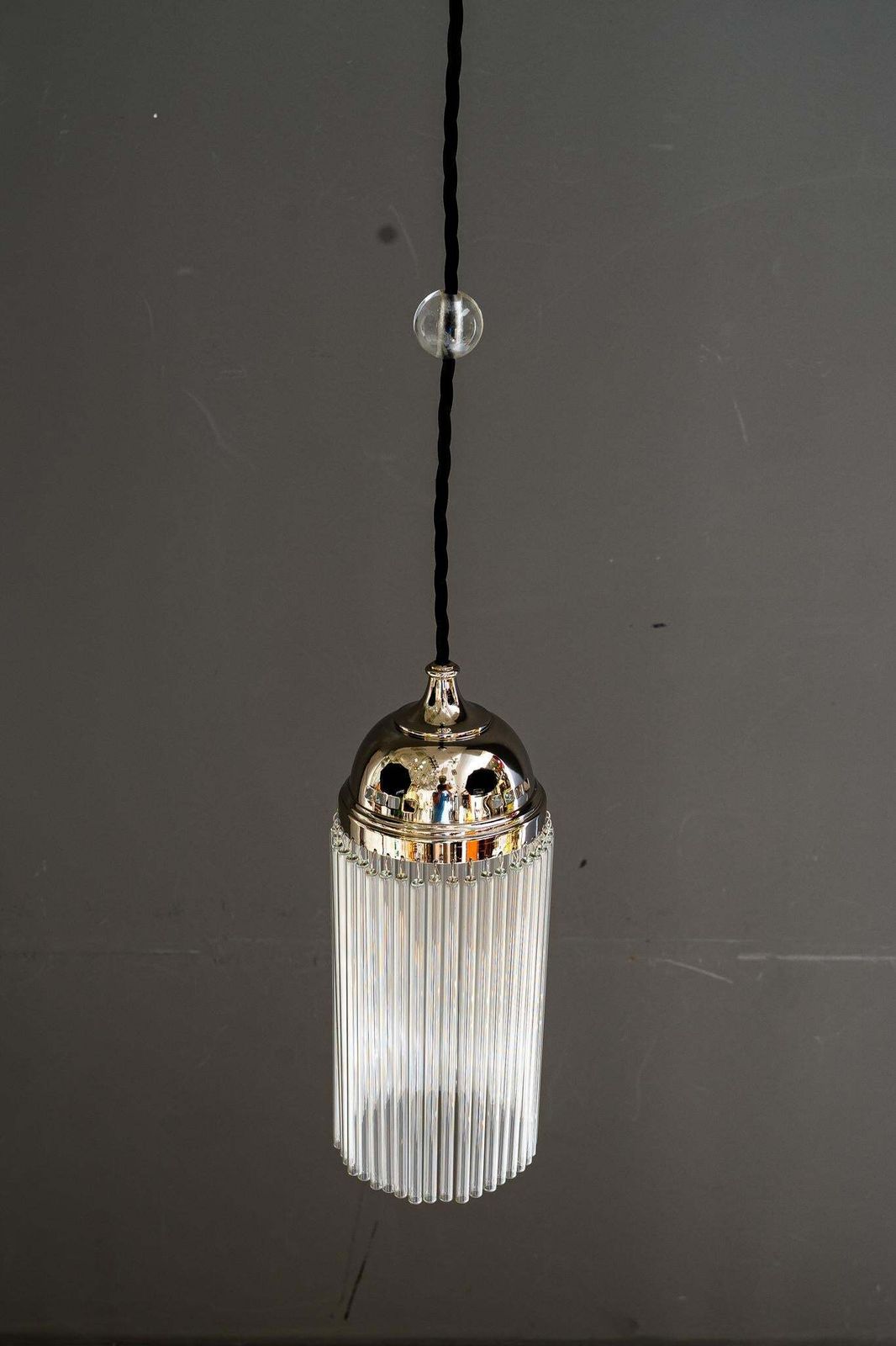 6x Nickel Plated Art Deco Pendants With Glass Sticks Vienna Around 1920s photo for sale