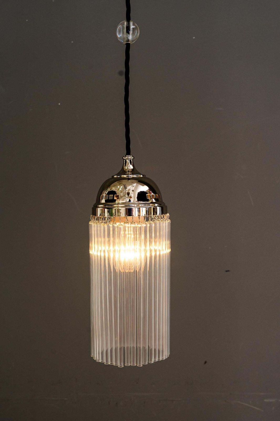 6x Nickel Plated Art Deco Pendants With Glass Sticks Vienna Around 1920s photo buy