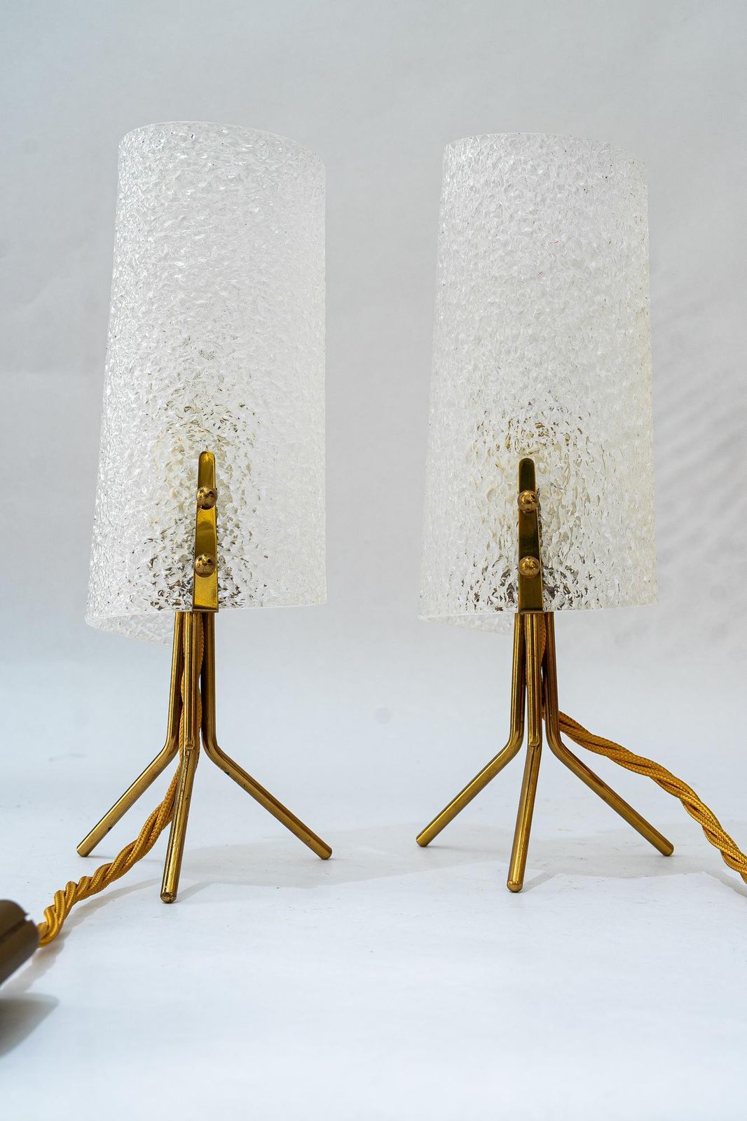 2x Rupert Nikoll Table Lamps With Lucite Shades Vienna Around 1960s photo for sale